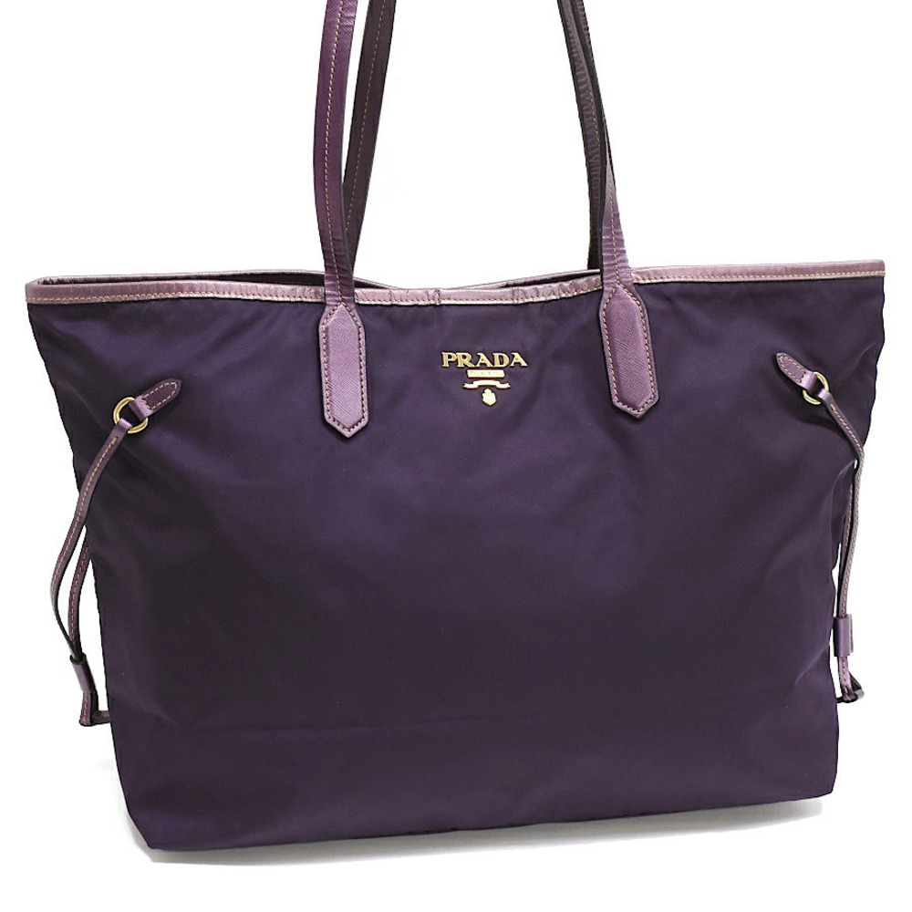 Prada Shoulder Tote Bag TESSUTO SAFFIANO Leather Purple